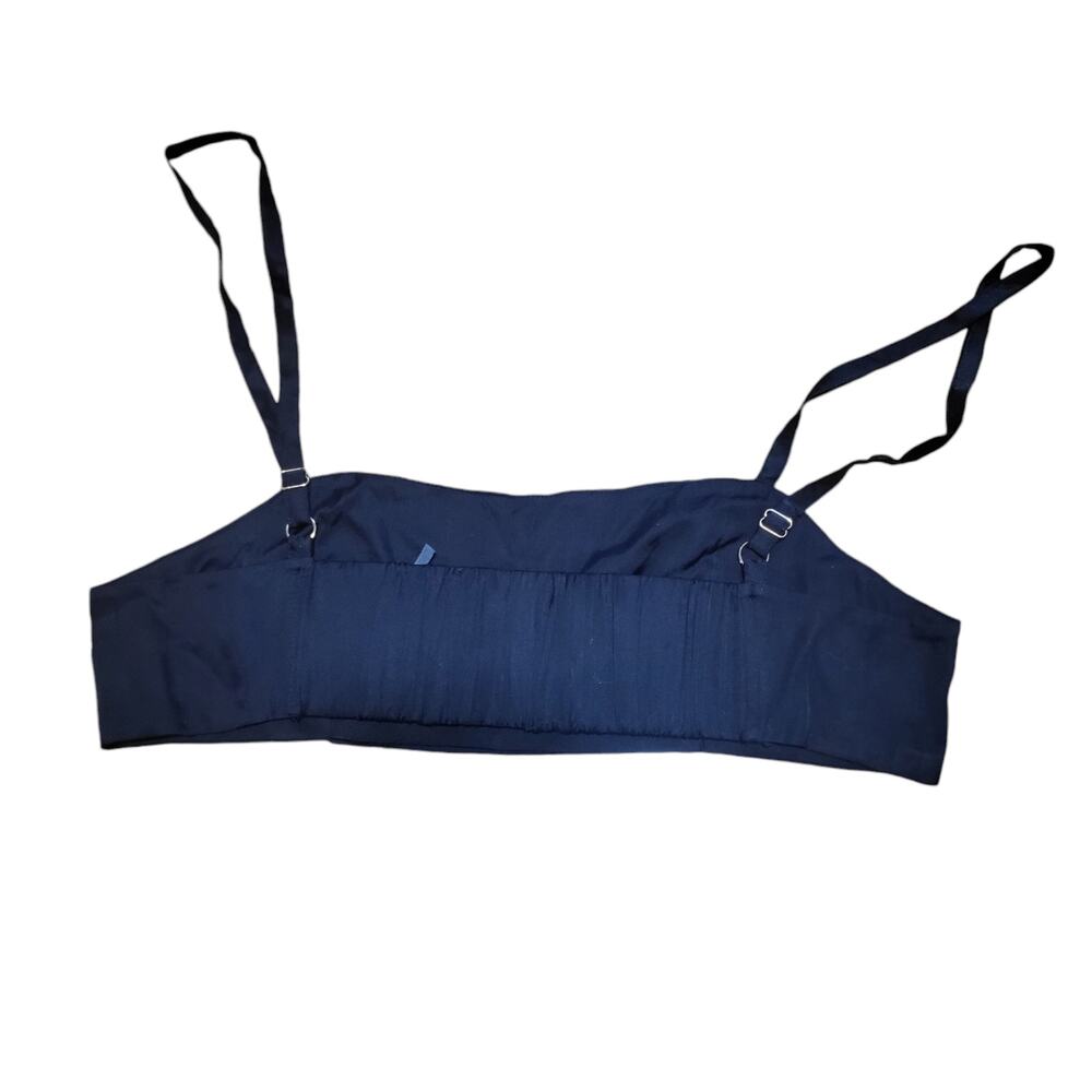Anthropologie strappy black silk like micro crop top, size s - Picture 2 of 5